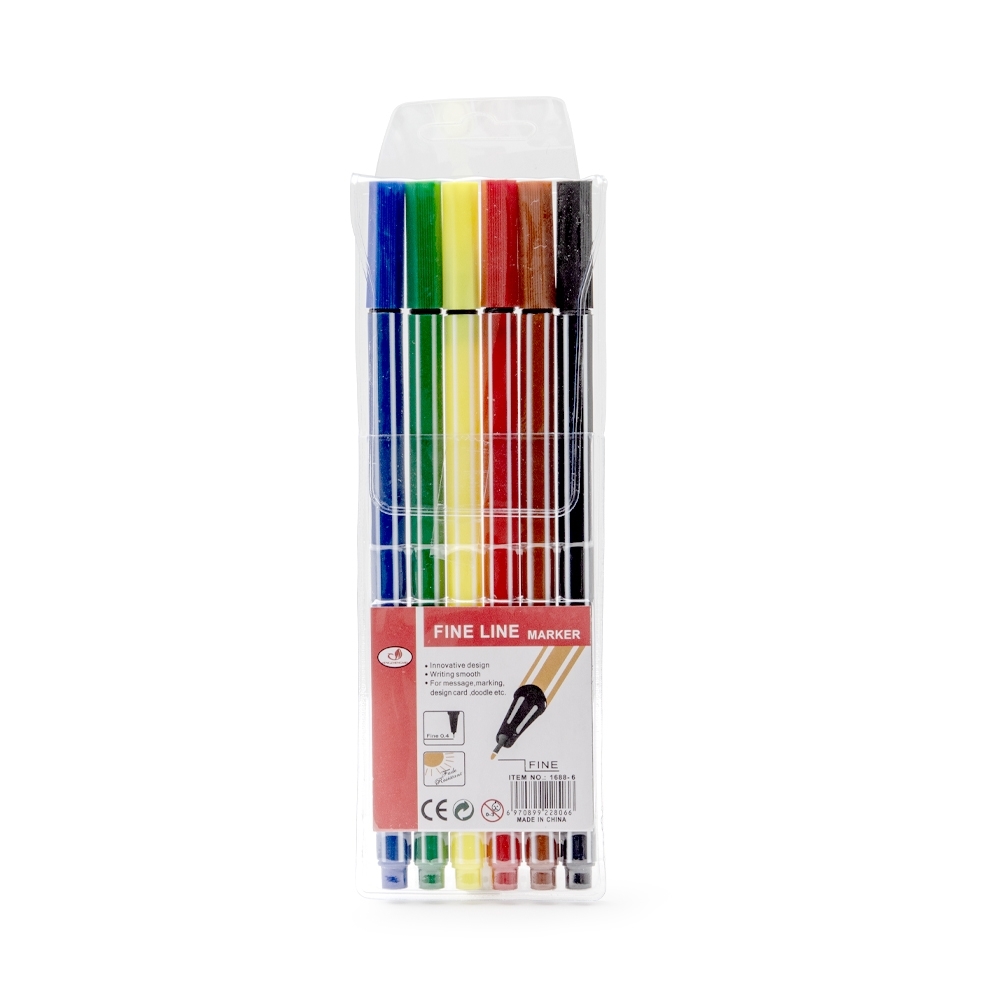 Kit Canetinhas Traço Fino 6 cores - P$1688-6