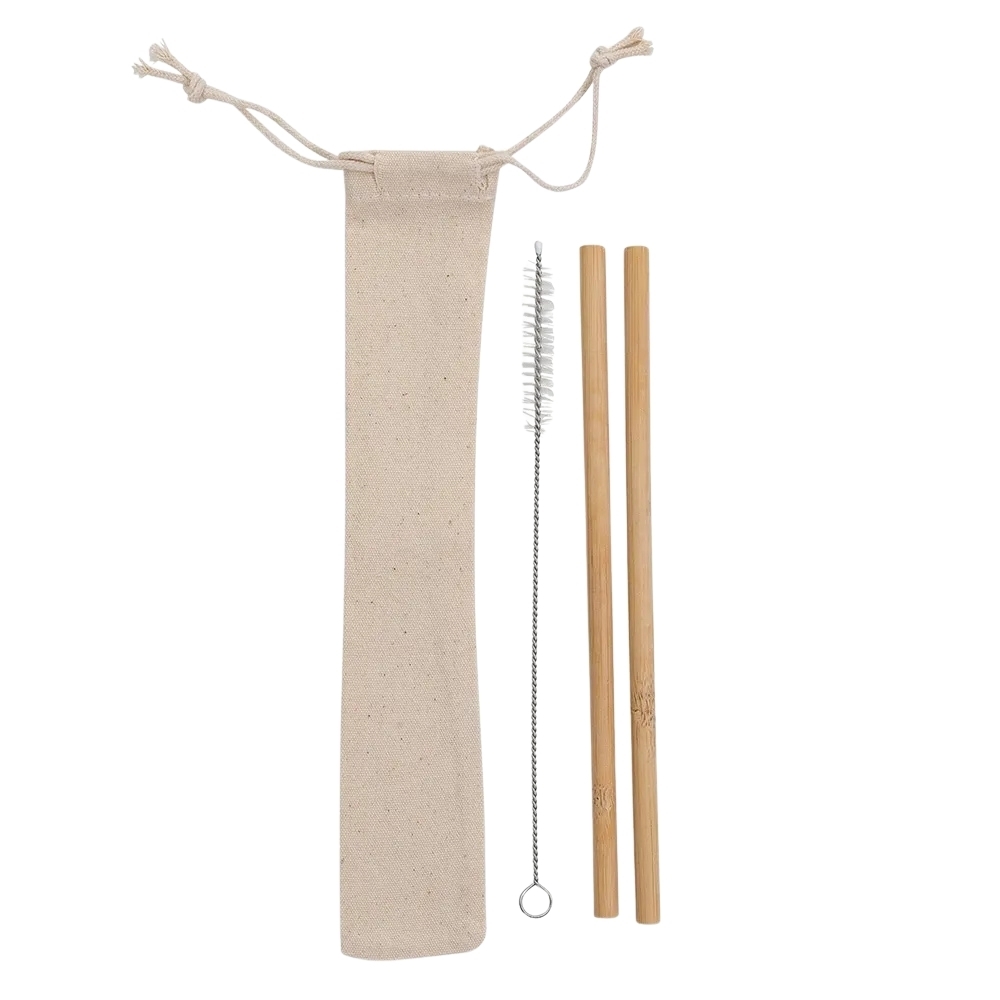 Kit Canudos de Bambu com Escova de Limpeza - 15227